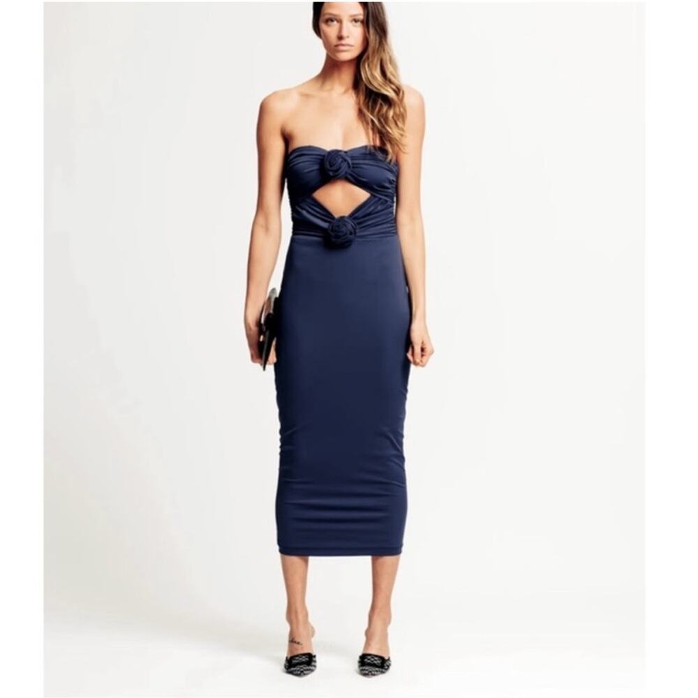Torn by Ronny Kobo Selena Strapless Cut Out Midi Dress Sz M